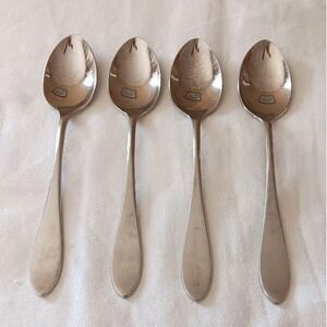 4 Gorham Old Georgetown Stainless Teaspoons Flatware Place Spoon No Ridge Back